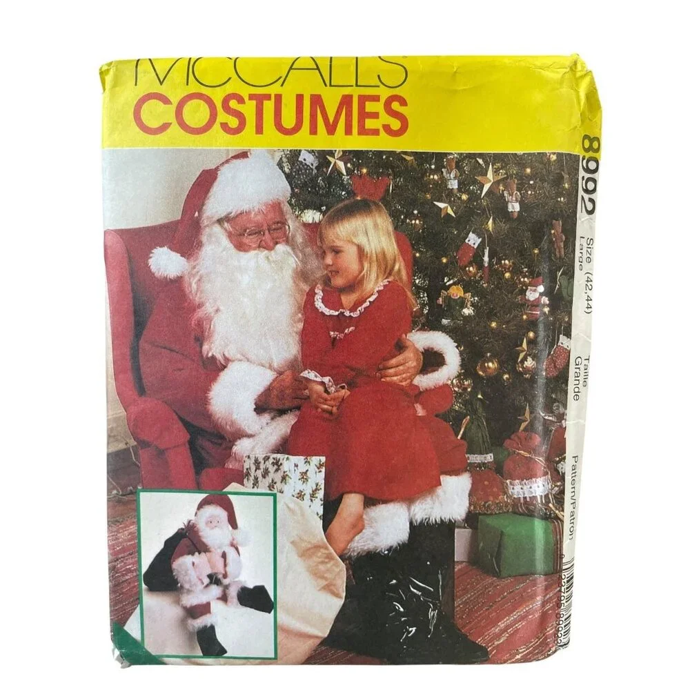 McCalls 8992 Santa Claus Costume Bag Doll Large 42-44 Vintage‎ FF UNCUT